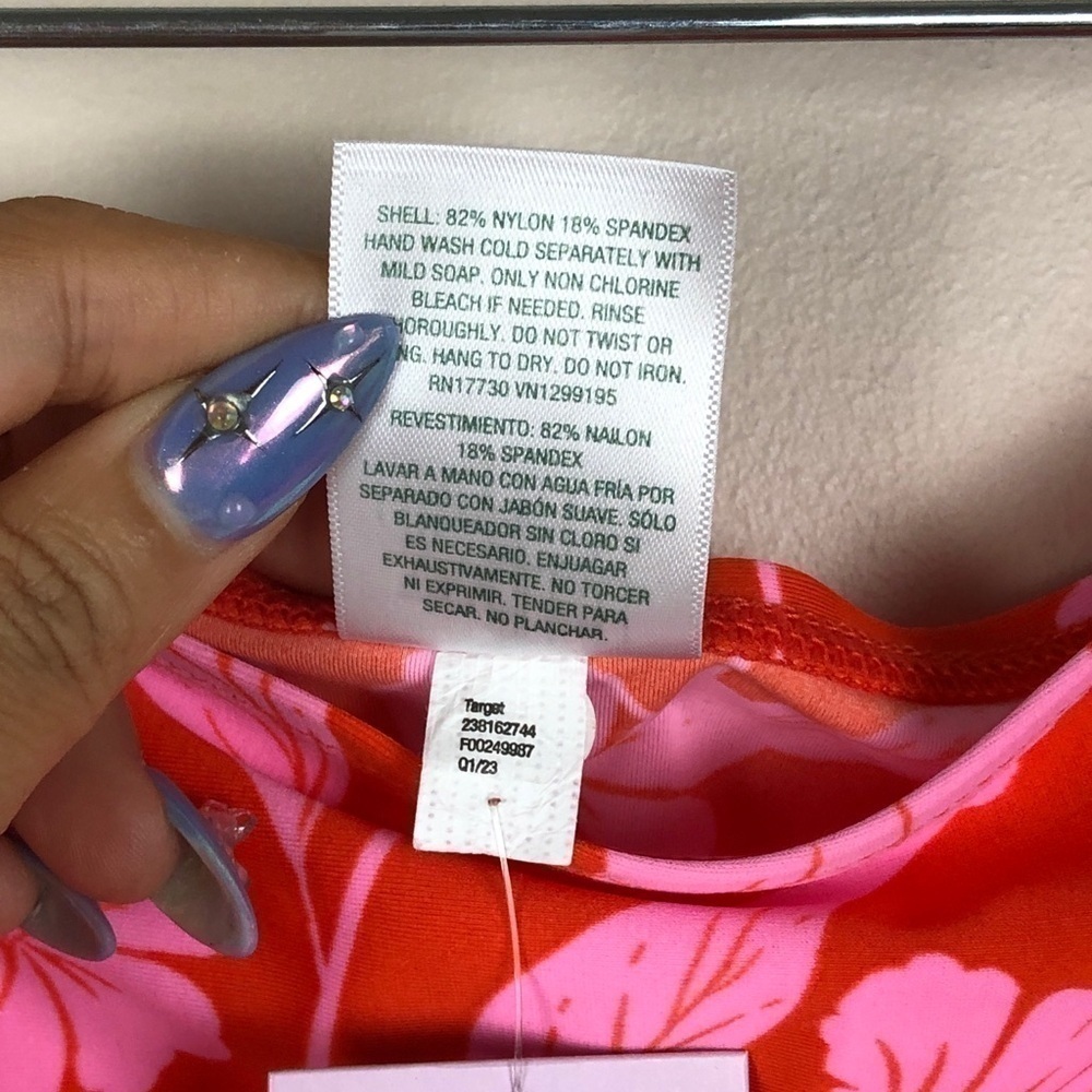 NWT Women's Cinch Side Skirt Cover Up - Wild Fable™ Orange/Pink Tropical Print - Picture 6 of 7